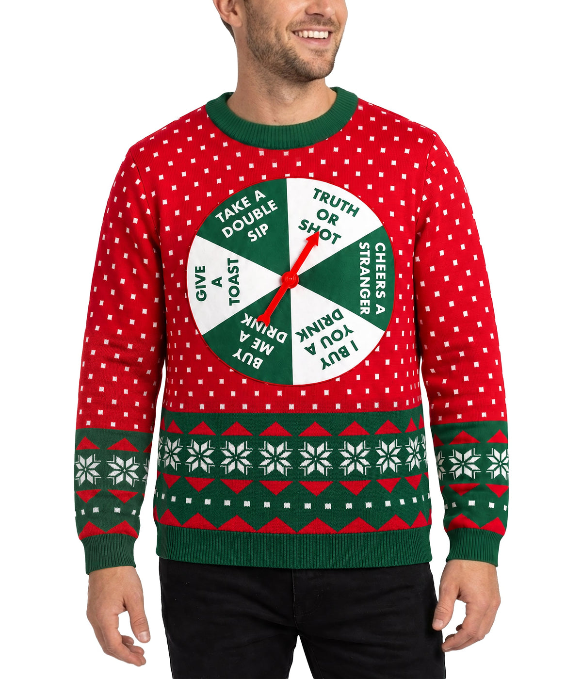 Men's Drinking Game Show Ugly Christmas Sweater