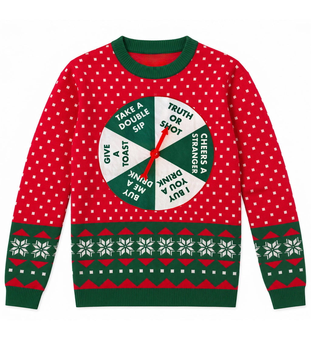 Men's Drinking Game Show Ugly Christmas Sweater