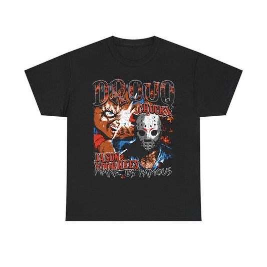 Drouq Horror Graphic Tee Casual Classic Menswear Cotton Retro Shirt T-Shirt Top Vintage Comfy Tshirt Streetwear Shortsleeve Crewneck