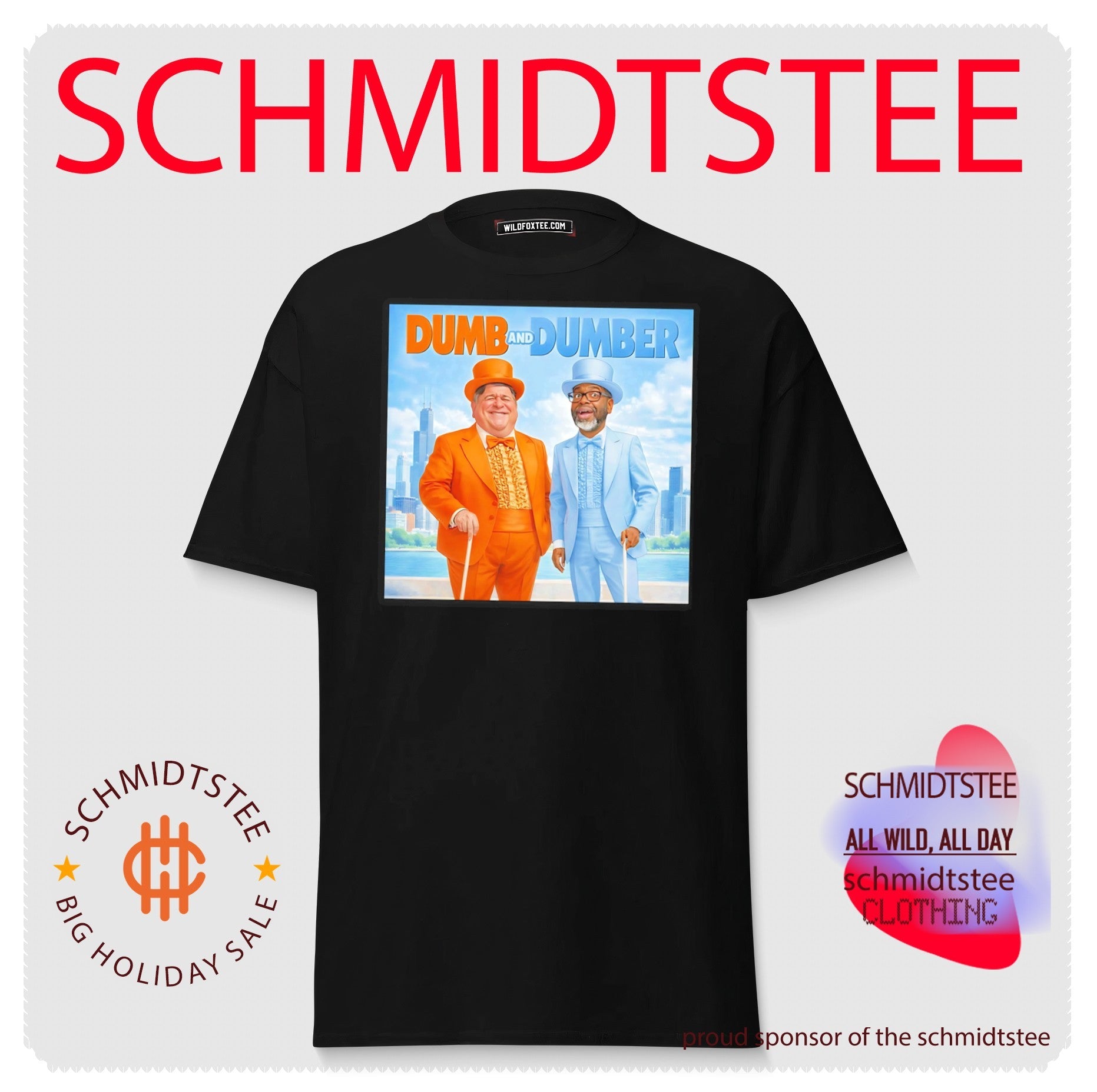 Dumb and dumber Chicago skyline background shirt