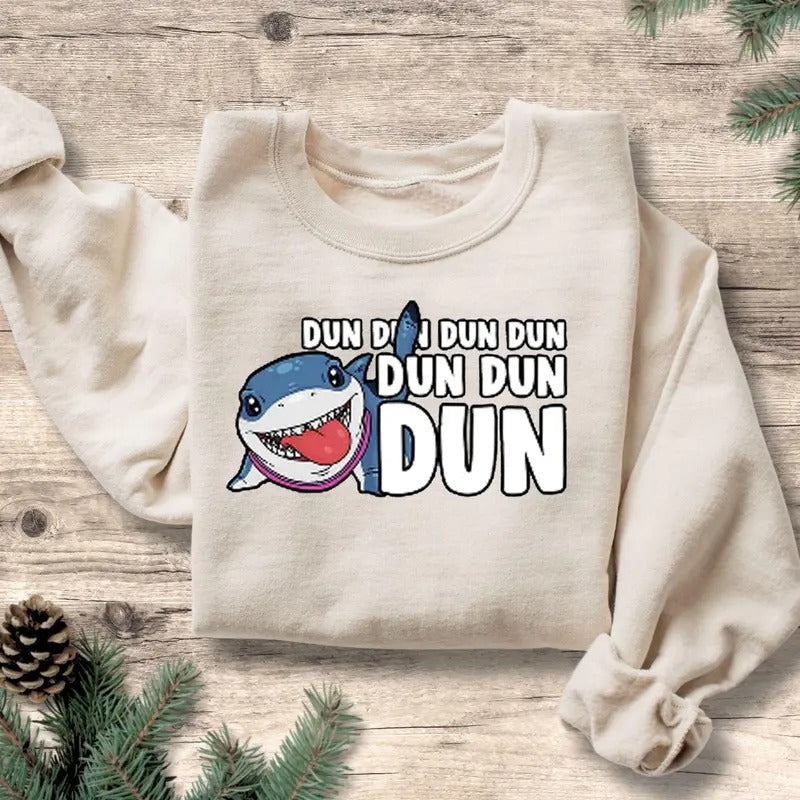 Dun Dun Dun Shark Sweatshirt - Womenswear Pullover Fabric T-Shirts, Hoodie | PureTeeCo.com
