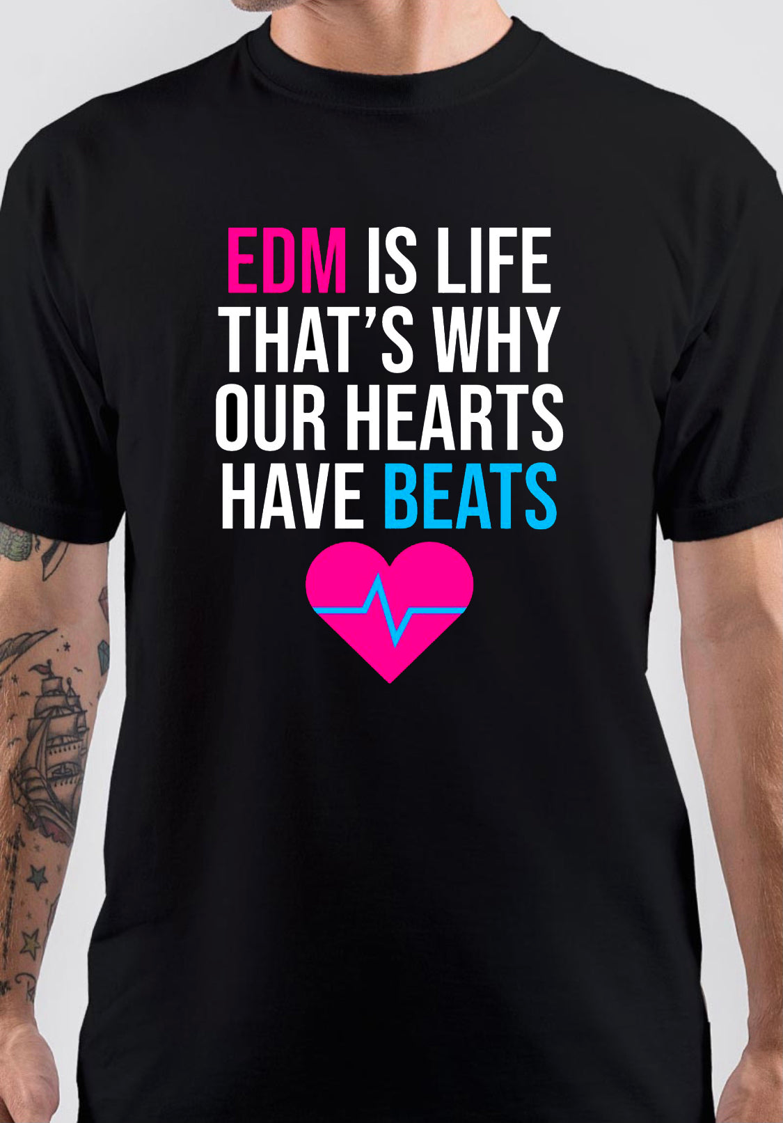 EDM Is Life Thatâ€™s Why Our Hearts Have Beats T-Shirt Hoodie, Sweatshirt | PureTeeCo.com