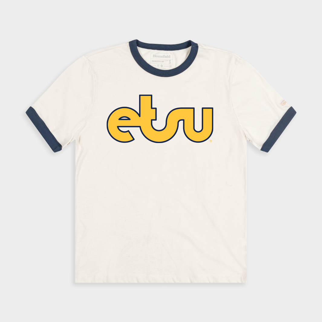 Retro ETSU Logo Ringer Tee Hoodie, Sweatshirt | PureTeeCo.com (Image 1)