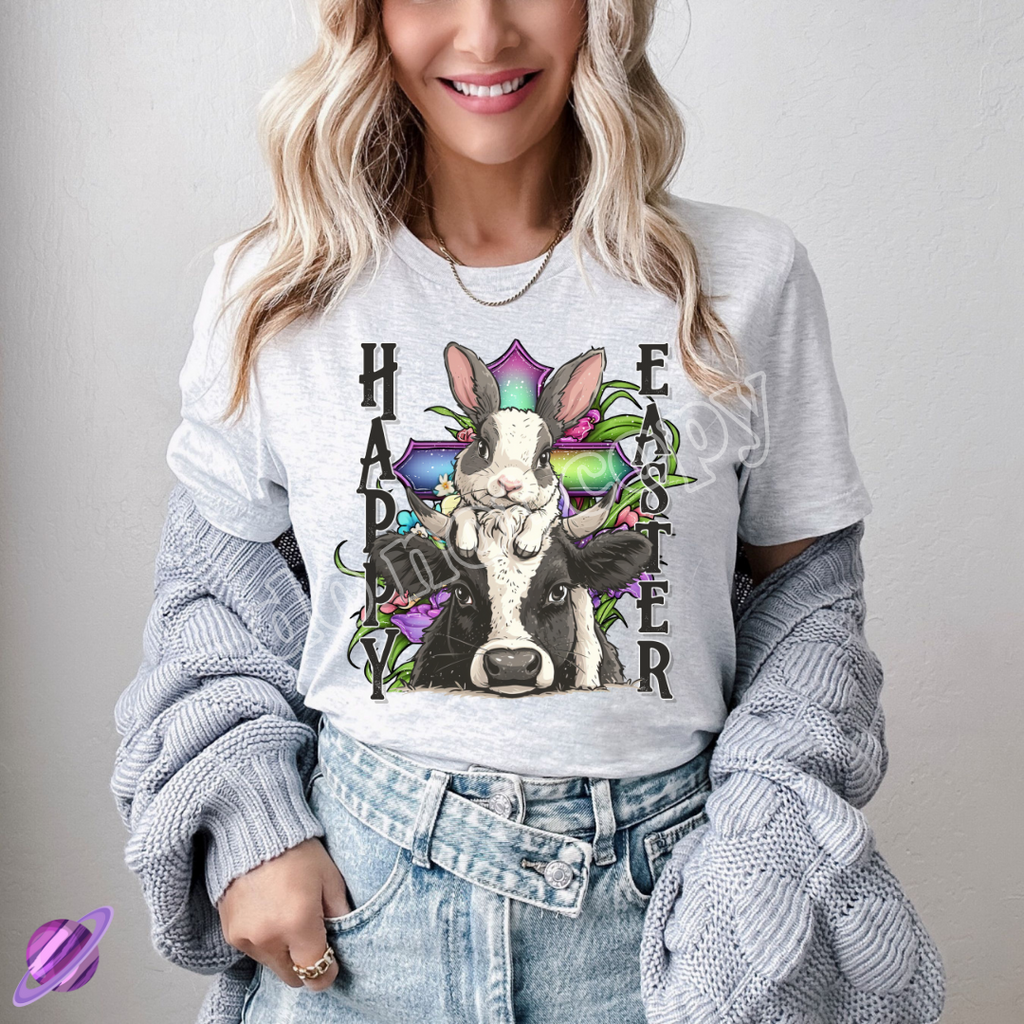 HAPPY EASTER COW TEE Hoodie, Sweatshirt | PureTeeCo.com (Image 1)