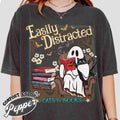 Easily Distracted Cats and Books Shirt, Books and Black Cats Shirt, Ghost Reading Books Shirt, Halloween Little Ghost...
