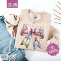 Easter Bow 2 Sweatshirt, Coquette Easter Crewneck, Trendy Religious Women's Sweater, Gift for Her T-Shirts, Hoodie