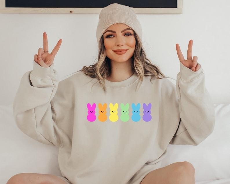 Easter Bunny Peeps Sweatshirt, Easter Shirt, Cute Easter Hoodie and Sweater; T-shirt | PureTeeCo.com