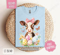 Easter Highland Cow Shirt Gildan, Women's Cow Tee, Cute Easter Women's Tshirt Plus Sizes Hoodie, Sweatshirt | PureTeeCo.com
