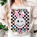 Easter Vibes Smiley Face Shirt, Easter Bunny Shirt, Happy Easter Sweatshirt, Leopard Smiley Bunny Shirt, Peeps Shirt,...