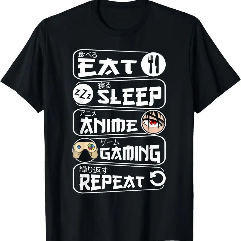 Eat Sleep Anime Gaming Repeat Kawaii Anime Gamer TShirt Hoodie, Sweatshirt | PureTeeCo.com
