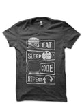 Eat Sleep Code Repeat Charcoal Grey T-Shirt Hoodie, Sweatshirt | PureTeeCo.com