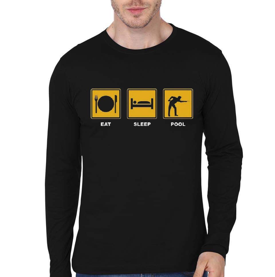 Eat Sleep Pool Full Sleeve T-Shirt Hoodie, Sweatshirt | PureTeeCo.com