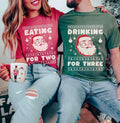 Eating For Two Christmas Couple Shirt, Drinking For Two, Christmas Pregnancy Announcement Shirt, Baby Reveal Christmas...