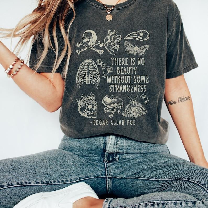 Edgar Allan Poe Dark Academia Shirt Poe T Shirt Dark Cottagecore Poet Shirt Literary Shirt Raven Shirt Bookish Crewneck...