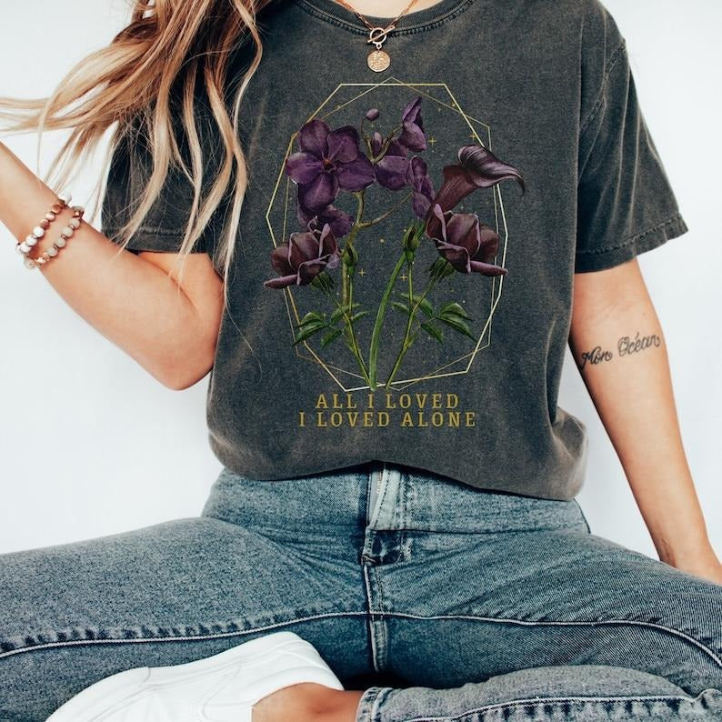 Edgar Allan Poe Dark Botanical Cottage Core Shirt Dark Cottagecore Bookish Crewneck Poet Shirt Edgar Allen Poe Bookish...