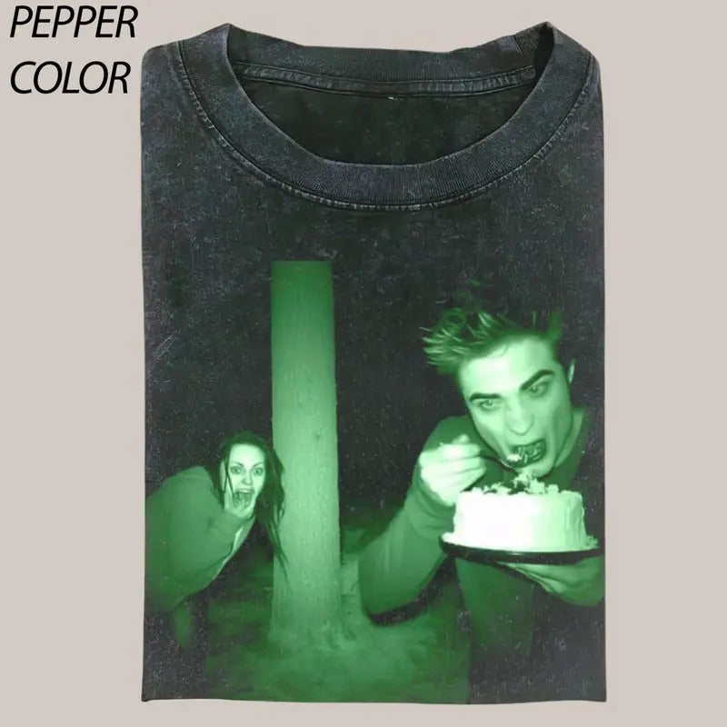 Edward Eats Cake with Bella Vintage Graphic Tee, Funny Twilight Movie T-shirt, Unisex T-Shirt Gift For Her Him, Trendy...
