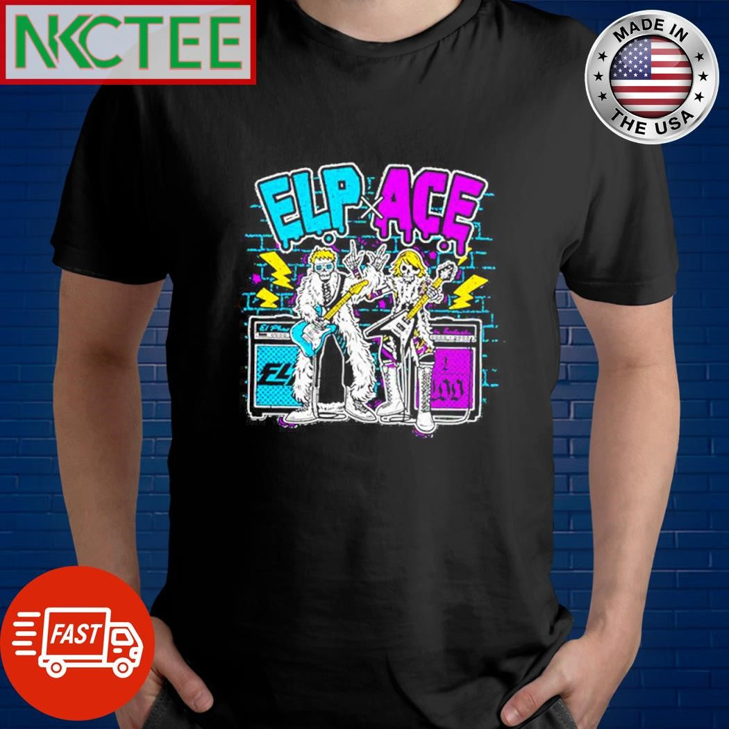 El Phantasmo and Hiroshi Tanahashi ELP x Ace skeleton rock shirt