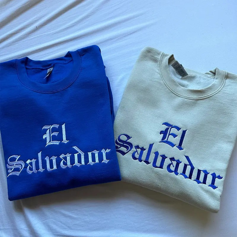 El Salvador Embroidered Sweatshirt, Mi Pais El Salvador, Guanaco Guanaca T-Shirts, Hoodie | PureTeeCo.com