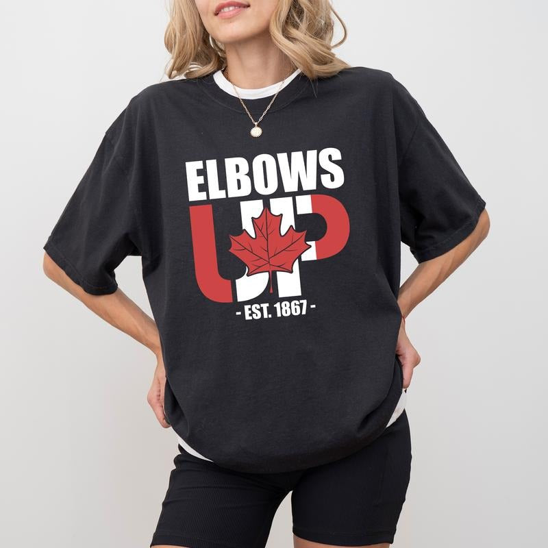 Elbows Up Comfort Colors Shirt, Canada Est 1867 T-shirt, Canadian Pride Graphic Tee, Never 51 Clothing, Patriotic...
