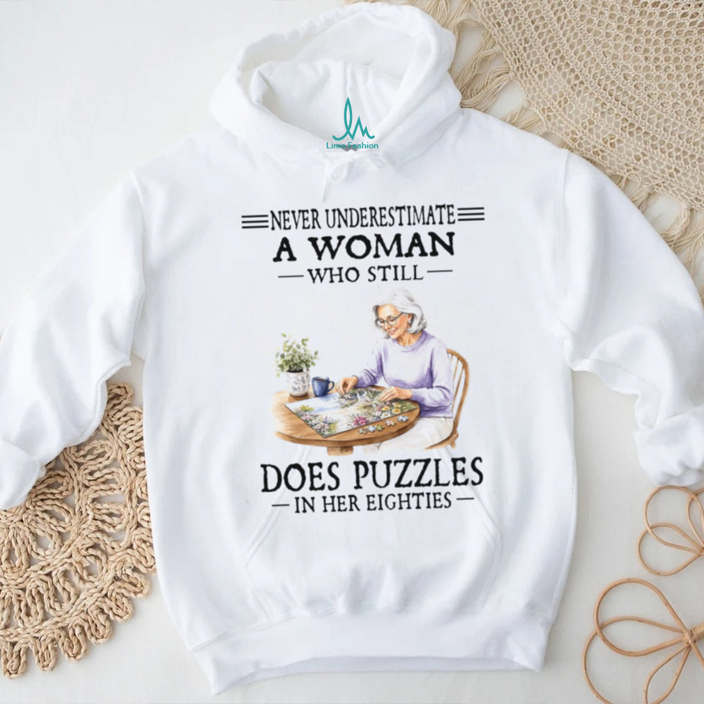 Elderly Woman Does Puzzles In Her Eighties Shirt
