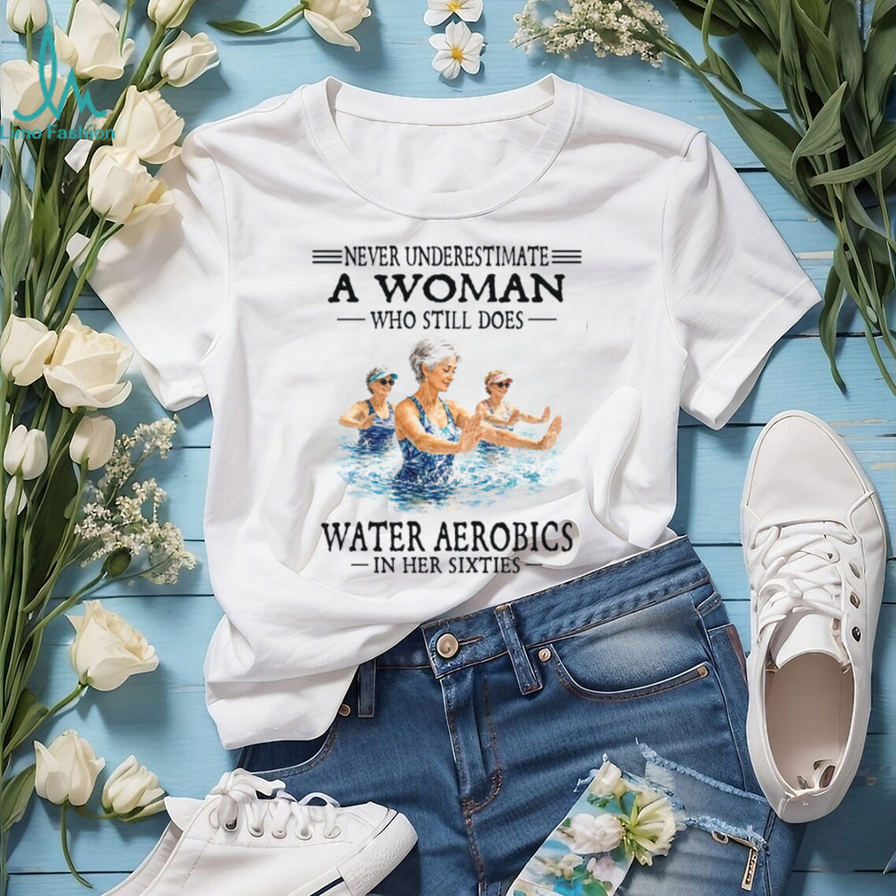 Elderly Women Water Aerobics In Her Sixties Shirt