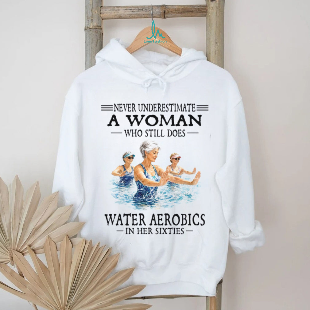 Elderly Women Water Aerobics In Her Sixties Shirt