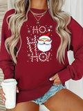 Elegant Y2K Style Christmas Sweatshirt for Women - Cartoon Santa Pattern, Round Neck, All-Season Knit Fabric, Polyester,...