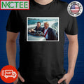 Elon Musk drives yacht to Donald Trump shirt