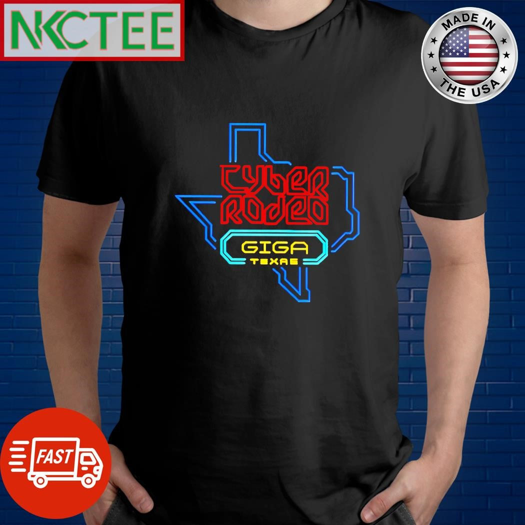 Elon Musk wear Cyber Rodeo Giga Texas shirt