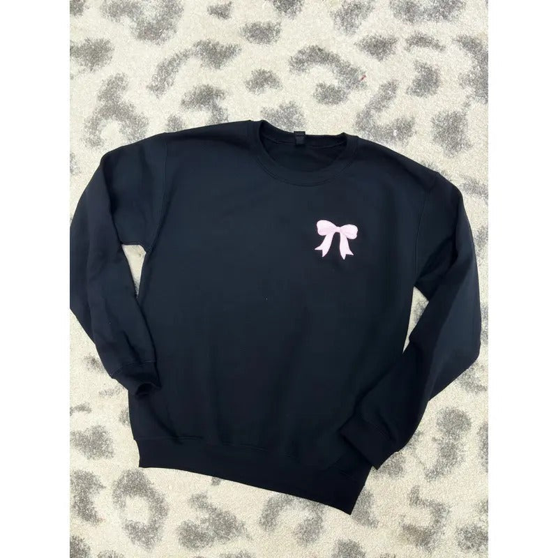 Embroidered Bow Sweatshirt T-Shirts, Hoodie | PureTeeCo.com