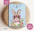 Embroidered Bunny Shirt Gildan, Easter Women's Tee, Cute Women's Tshirt Plus Sizes Hoodie, Sweatshirt | PureTeeCo.com