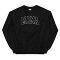 Embroidered White Thread Mama Varsity Sweatshirt - Sweatshirt Unisex Apparel Relaxed Fit Printed in the USA Clothing...