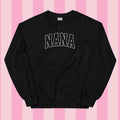 Embroidered White Thread NANA Varsity Sweatshirt - Sweatshirt Unisex Apparel Relaxed Fit Printed in the USA Clothing...