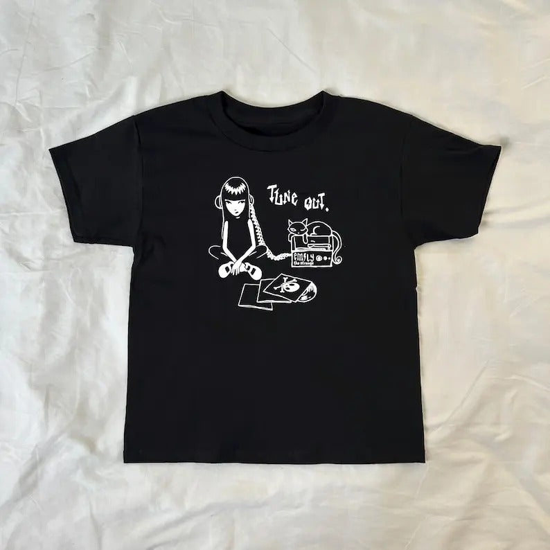 Emily the Strange Baby Tee, Vintage, 90s style Baby Tee, y2k, Pinterest, streetwear, ahs style, Grunge, 2000s Nostalgia...