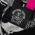Emotional Support Coffee Skeleton Black Crewneck Sweatshirt for Women Casual Graphic Skull Grunge Goth Comfortable Cotton...