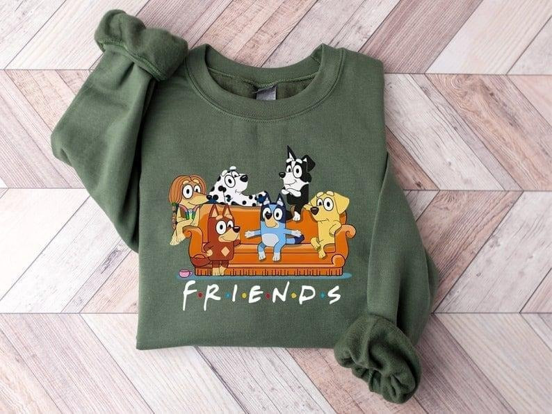 Era Bluey T Shirts, Friends Bluey Shirt,  Bluey, Bluey Birthday Hoodie and Sweater; T-shirt Cotton Menswear Sweatshirt