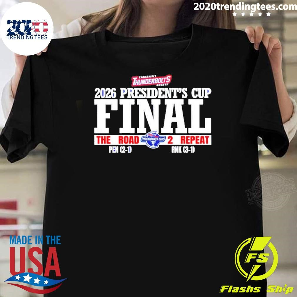 Evansville Thunderbolts Hockey President’s Cup The Road 2 Repeat 2026 Shirt