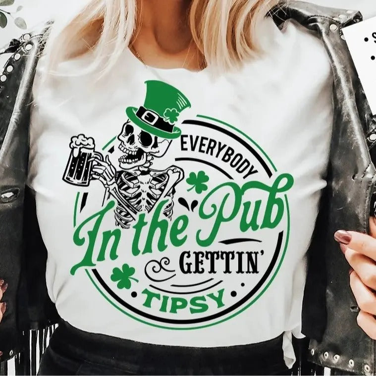 Everybody in the pub gettin tipsy Vintage Tee, St Paddy's Crewneck Sweatshirt, St Patricks Day Hoodie | PureTeeCo.com