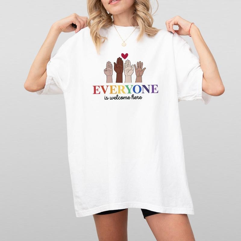 Everyone Is Welcome Here Shirt, Inclusive Teacher T-Shirt, Special Education Apparel, Diversity & Kindness Gift Hoodie,...