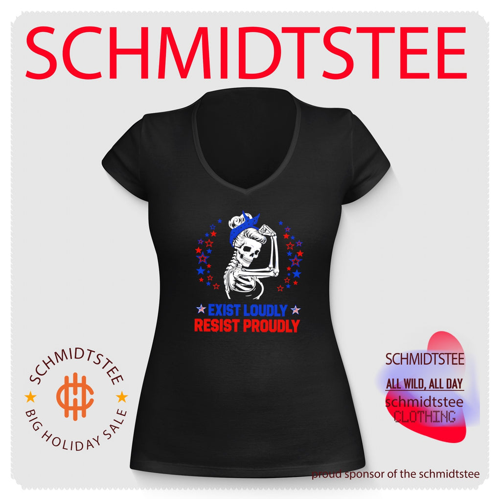 Exist loudy resist proudly graphic skeleton shirt