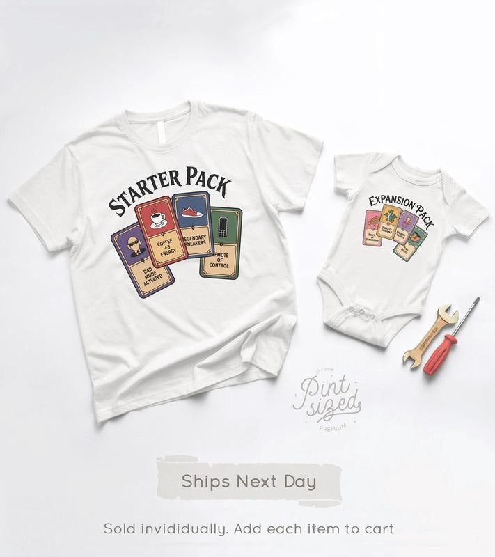 Father's Day Shirt 2025 - Starter Pack/Expansion Pack - Funny Nerd Dad Shirts - Girl Dad Fathers Day Gift