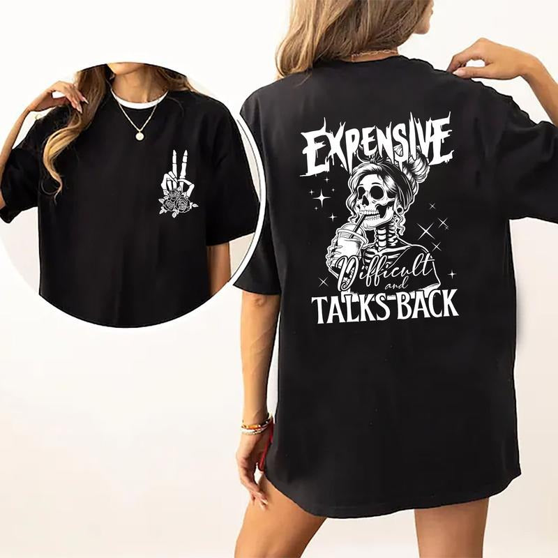 Expensive Difficult And Talks Back Shirt, Funny Women Graphic Printed Tee, Sarcastic Wifey Unhinged Shirt, Adult Humor...