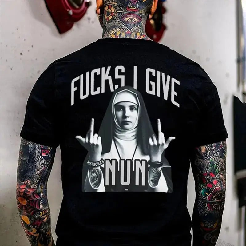 F@CKS I GIVE NUN Defiant Nun Print Men's T-Shirtstyle{n002}2 T-Shirts, Hoodie, Sweatshirt | PureTeeCo.com