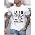 FAITH MOUNTAINS Graphic T-Shirt for Men - Bold Print, Lightweight & Breathable, Casual Crew Neck Tee