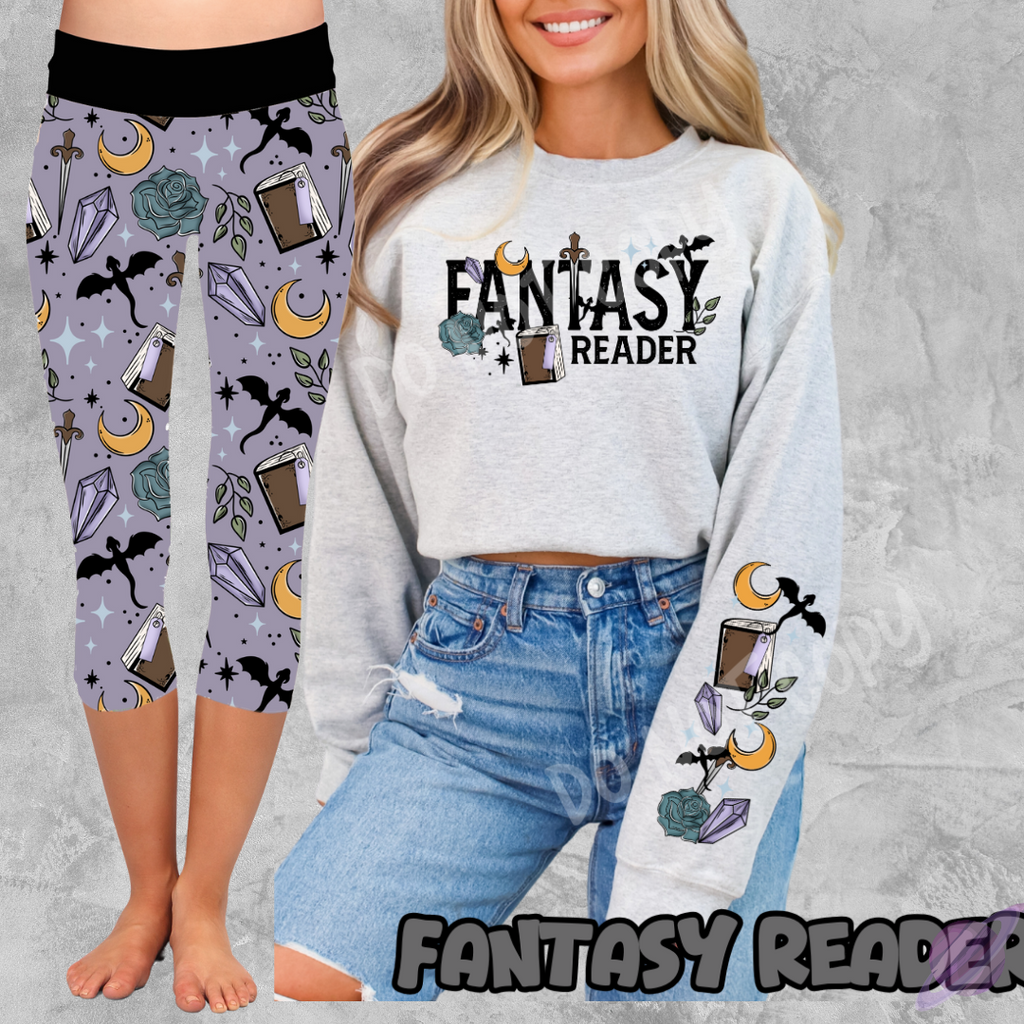FANTASY READERS SWEATSHIRT W/ SLEEVE PRINT T-Shirts, Hoodie | PureTeeCo.com (Image 2)