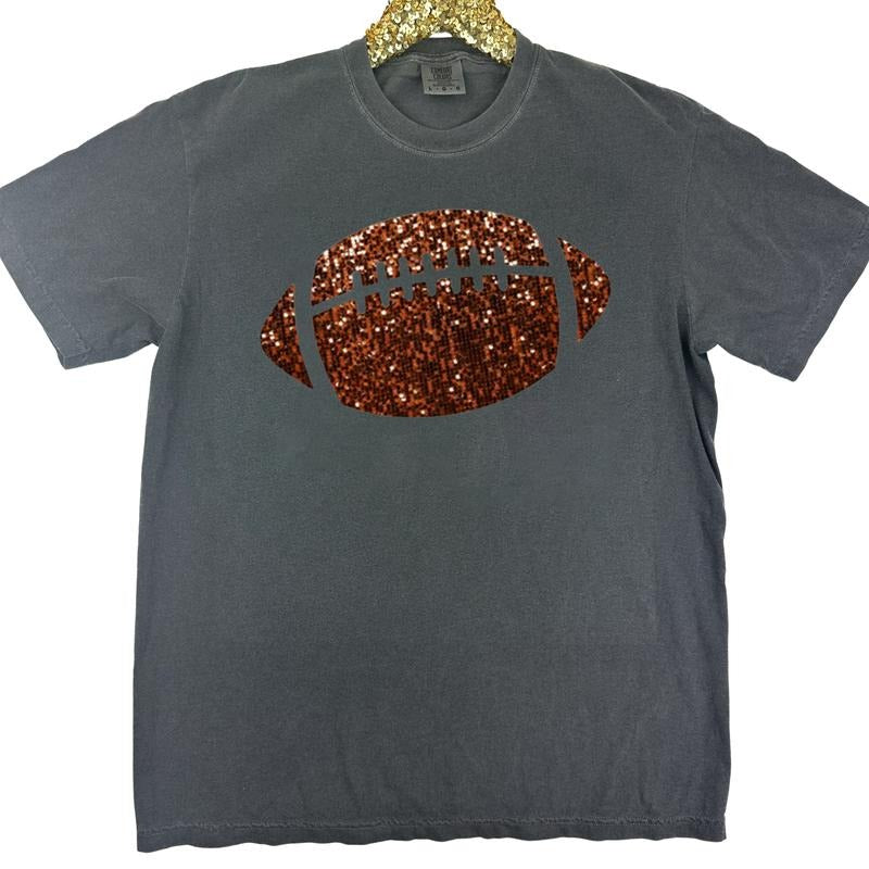 FAUX Glitter Football Comfort Colors T-Shirt Hoodie, Sweatshirt | PureTeeCo.com