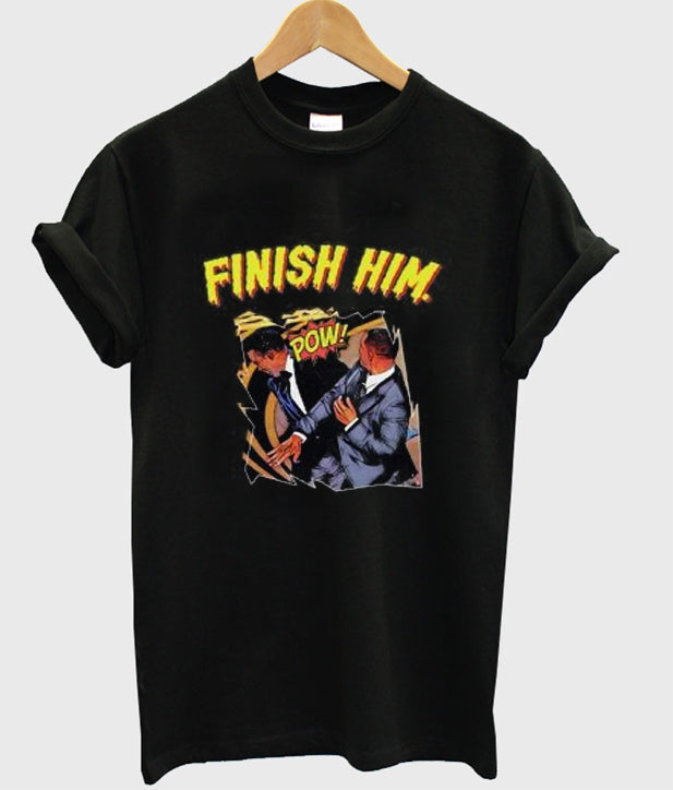 FINISH HIM Will Smith Slap T-shirt Hoodie, Sweatshirt | PureTeeCo.com