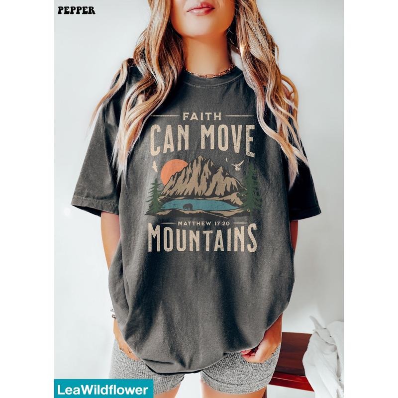 Faith Can Move Mountains, Boho Christian Shirt, Bible Verse Shirt, Jesus Tshirt, Trendy Christian shirt Hoodie, Sweatshirt