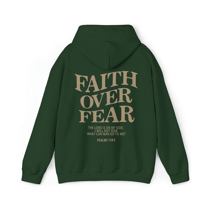 Faith Over Fear Christian 2 Sides Sweatshirt Jesus Hoodie Trendy Hoodie  Aesthetic Clothes Christian Men Hoodie and...