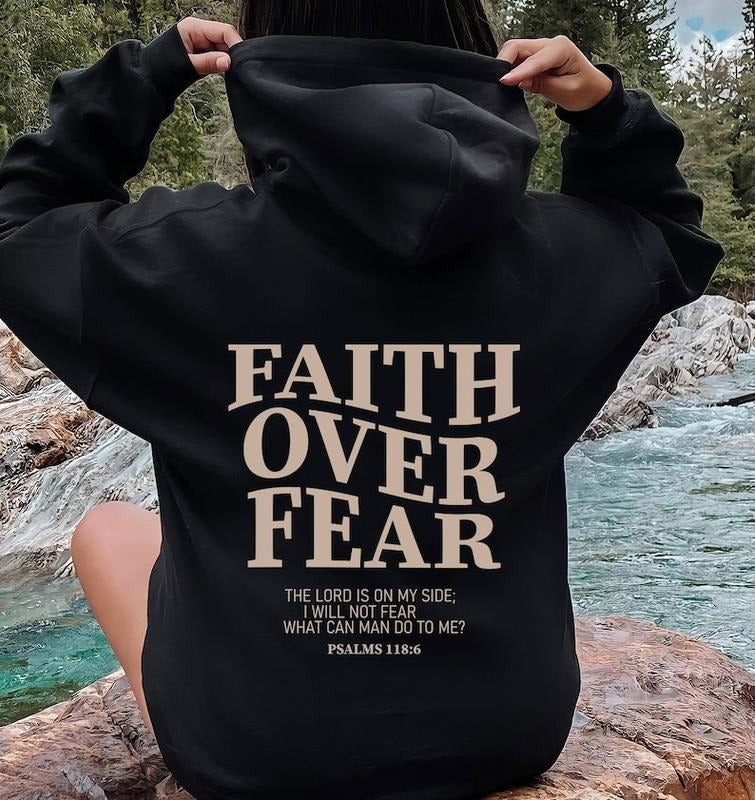 Faith Over Fear Christian Hoodie ,Christian Sweatshirt ,Jesus Hoodie, Trendy Hoodie ,Bible Verse Hoodie and Sweater;...
